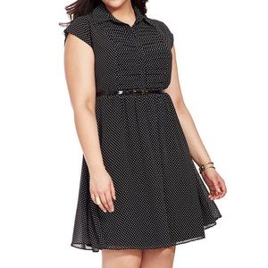 NWT City Chic Polka Dot Pleated Front Shirt Dress